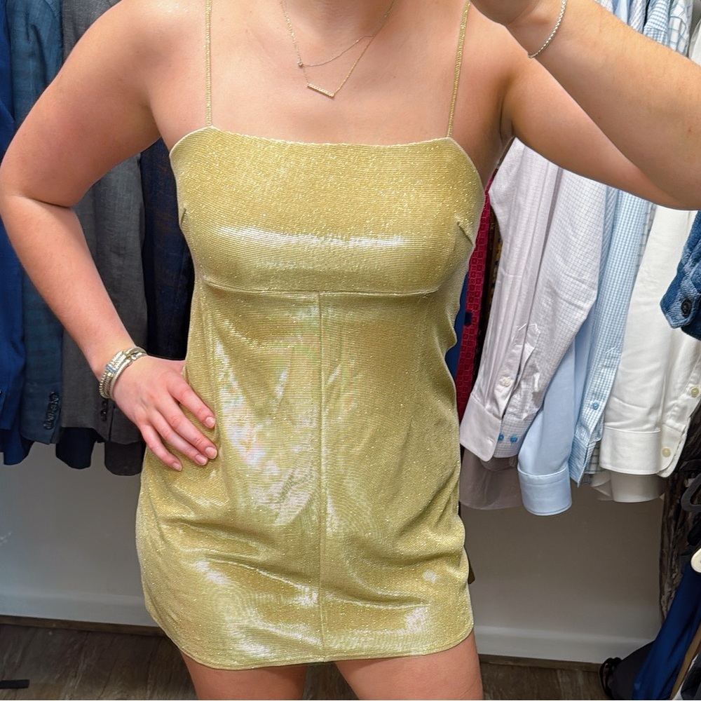 Urban Outfitters Gold Strapless Dress - Picture 2 of 12
